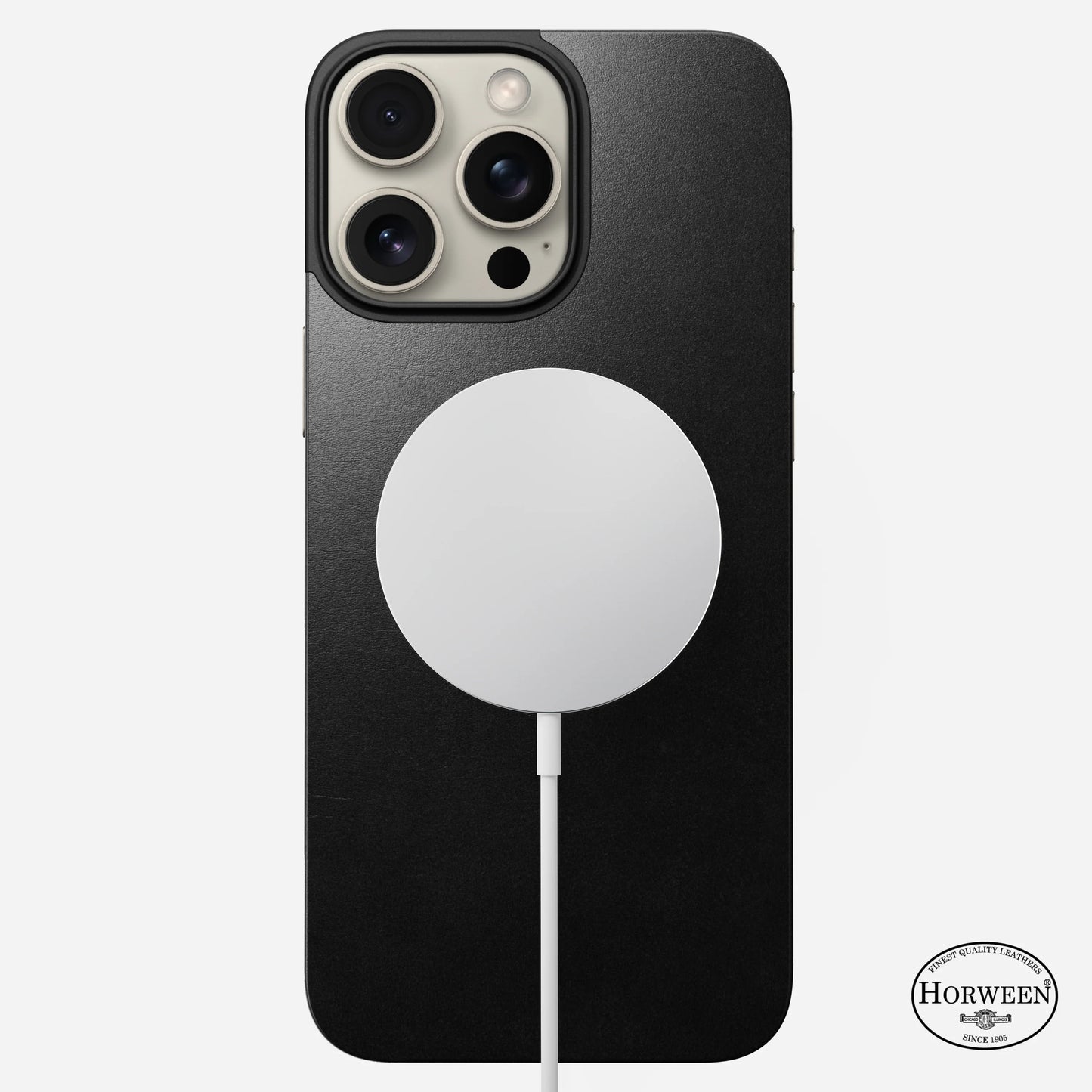 Magnetic Leather Back for iPhone 16 Pro〈Black〉