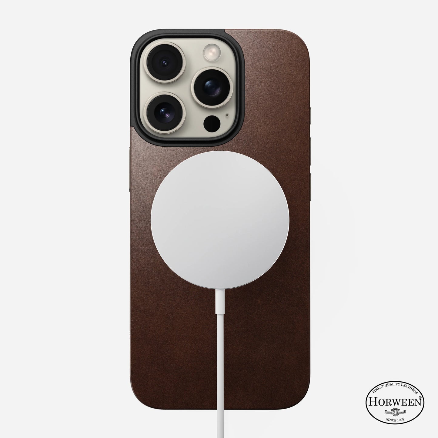 Magnetic Leather Back for iPhone 16 Pro〈Rustic Brown〉