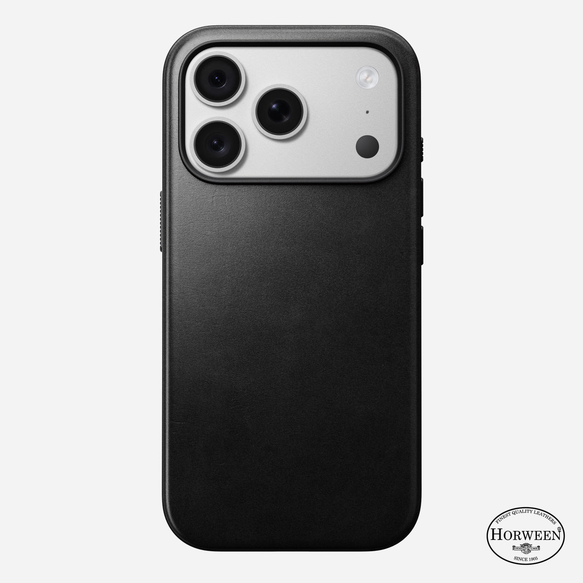 Modern Leather Case Horween for iPhone 18〈iPhone 18 Pro〉 Black C_LOGO_PHONE