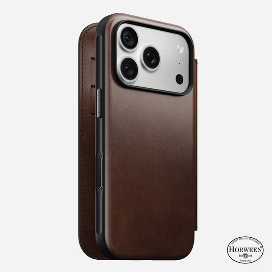 Modern Leather Folio Horween for iPhone 18〈iPhone 18 Pro〉 Rustic Brown