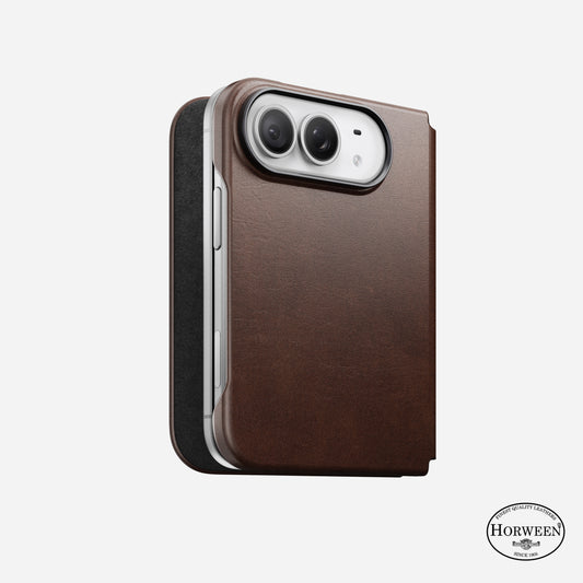 Traditional Leather Folio Horween for iPhone Fold Rustic Brown