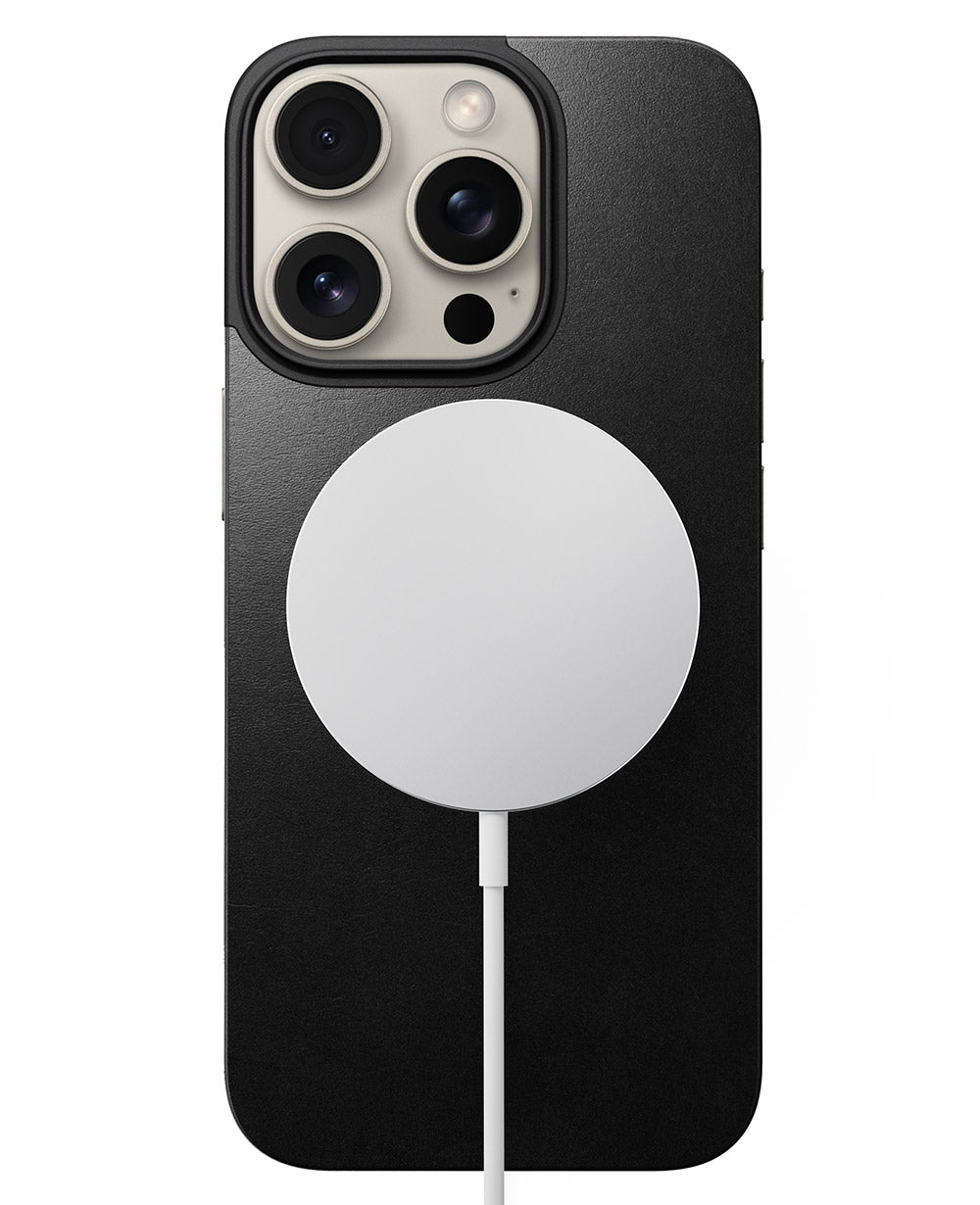 Magnetic Leather Back for iPhone 16 Pro〈Black〉 – presume